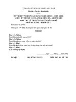 ĐỀ thi tốt nghiệp cao đẳng nghề ngành kỹ thuật máy lạnh và điều hòa không khí phần lý thuyết mã  (9)