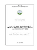 Khảo sát thực trạng cung ứng thuốc năm 2013 tại viện y học phóng xạ và u bướu quân đội