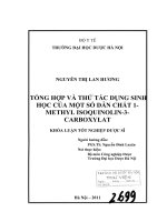 Tổng hợp và thử tác dụng sinh học của một số dẫn chất 1 methyl isoquinolin 3 carboxylat