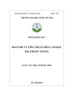 Bào chế và tiêu chuẩn hóa cao đặc bài thuốc testin