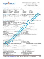 Đề thi thử THPT Quốc Gia môn Tiếng Anh. Gia Bình 1 năm 2015