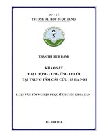 Khảo sát hoạt động cung ứng thuốc tại trung tâm cấp cứu 115 hà nội