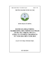 Đánh giá hoạt động marketing mix nhóm sản phẩm nước súc miệng TB của công ty cổ phần traphaco từ năm 2011 đến năm 2013