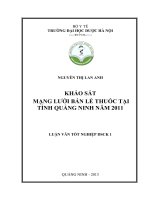 Khảo sát mạng lưới bán lẻ thuốc tại tỉnh quảng ninh năm 2011