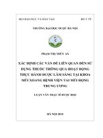 Xác định các vấn đề liên quan đến sử dụng thuốc thông qua hoạt động thực hành dược lâm sàng tại khoa mũi xoang bệnh viện tai mũi họng