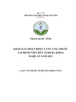 Khảo sát hoạt động cung ứng thuốc tại bệnh viện hữu nghị đa khoa nghệ an năm 2011