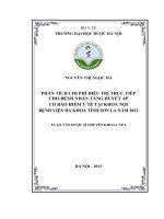 Phân tích chi phí điều trị trực tiếp cho bệnh nhân tăng huyết áp có bảo hiểm y tế tại khoa nội tiết bệnh viện đa khoa tỉnh sơn la năm 2012