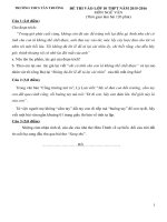 Đề, Đáp án tuyển sinh lớp 10 trường Tân Trương