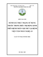 đánh giá thực trạng sử dụng thuốc trong điiều trị động kinh trên bệnh viện nội trú tại bệnh viện tâm thần nghệ an