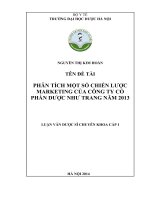 Phân tích một số chiến lược marketing của công ty cổ phần dược như trang năm 2013
