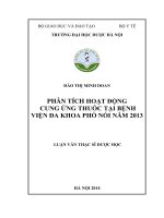 Phân tích hoạt động cung ứng thuốc tại bệnh viện đa khoa phố nối năm 2013