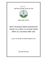 Phân tích hoạt động kinh doanh thuốc của công ty cổ phần dược phẩm đông âu, giai đoạn 2008 2012