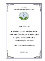 Khảo sát ảnh hưởng của môi trường dinh dưỡng đến lượng sinh khối của saccharomyces boulardii