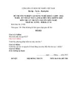 ĐỀ thi tốt nghiệp cao đẳng nghề ngành kỹ thuật máy lạnh và điều hòa không khí phần lý thuyết mã  (6)