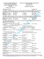 Đề thi thử THPT Quốc Gia môn Tiếng AnhNguyễn Công Phương Quảng ngãi năm 2015