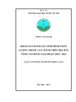 Khảo sát đánh giá tình hình chất lượng thuốc lưu hành trên địa bàn tỉnh cao bằng giai đoạn 2010 2012