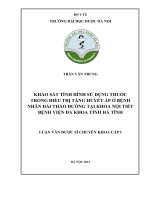 Khảo sát tình hình sử dụng thuốc trong điều trị tăng huyết áp ở bệnh nhân đái tháo đường tại khoa nội tiết bệnh viện đa khoa tỉnh hà tĩnh
