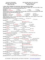 Đề thi thử THPT quốc gia môn Tiếng Anh số 307