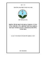 Phân tích hoạt động cung ứng thuốc của bệnh viện đa khoa huyện ninh giang, tỉnh hải dương năm 2012