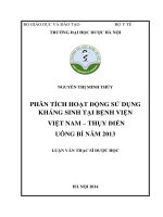Phân tích hoạt động sử dụng kháng sinh tại bệnh viện việt nam, thụy điển uông bí năm 2013