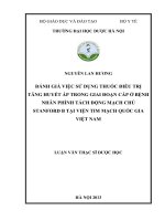 Đánh giá việc sử dụng thuốc điều trị tăng huyết áp trong giai đoạn cấp ở bệnh nhân phình tách động mạch chủ stanford b tại viện tim mạch việt nam