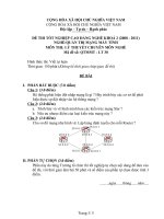 Đề thi tốt nghiệp cao đẳng nghề phần lý thuyết ngành quản trị máy tính đề số  (24)