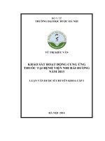 Khảo sát hoạt động cung ứng thuốc tại bệnh viện nhi tỉnh hải dương năm 2013