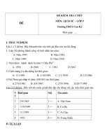 Đề kiểm tra 1 tiết môn Lịch sử lớp 9 trường THCS Cao Kỳ