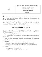 Đề kiểm tra 1 tiết môn Lịch sử lớp 9 trường THCS Ba Lòng năm học 2010  2011