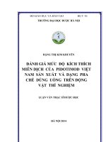 Đánh giá mức độ kích thích miễn dịch của pidotimod việt nam sản xuất và dạng pha chế dùng uống trên động vật thí nghiệm