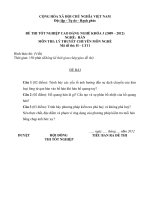 Đề thi tốt nghiệp cao đẳng nghề phần lý thuyết kèm đáp án nghề hàn đề số  (11)