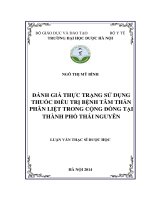 Đánh giá thực trạng sử dụng thuốc điều trị bệnh tâm thần phân liệt trong cộng đồng tại thành phố thái nguyên