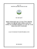 Phân tích kết quả cung ứng thuốc cho các bệnh viện công lập của công ty cổ phần và vật tư y tế thái nguyên năm 2011