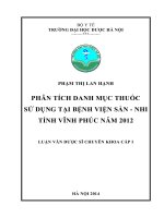 Phân tích danh mục thuốc sử dụng tại bệnh viện sản   nhi tỉnh vĩnh phúc năm 2012