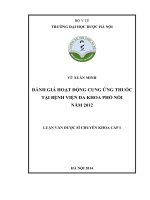 Đánh giá hoạt động cung ứng thuốc tại bệnh viện đa khoa phố nối