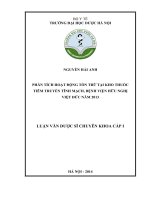 Phân tích hoạt động tồn trữ tại kho thuốc tiêm truyền tĩnh mạch, bệnh viện hữu nghị việt đức năm 2013