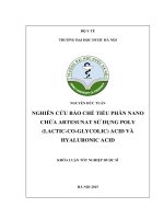 Nghiên cứu bào chế tiểu phân nano chứa artesunat sử dụng acid poly (lactic co glycolic) và acid hyaluronic