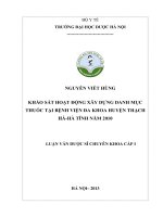 Khảo sát hoạt động xây dựng danh mục thuốc tại bệnh viện đa khoa huyện thạch hà   hà tĩnh năm 2010