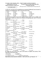 Đề luyện thi hoc sinh giỏi môn Tiếng Anh lớp 6 số 42