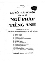 CÂU HỎI TRẮC NGHIỆM CHUYÊN ĐỀ NGỮ PHÁP TIẾNG ANH