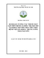Đánh giá tương tác thuốc bất lợi trên bệnh án điều trị nội trú tại khoa nội tiêu hoá tiết niệu bệnh viện đa khoa TW thái nguyên