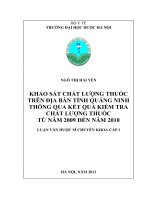 Khảo sát chất lượng thuốc trên địa bàn tỉnh quảng ninh thông qua kết quả kiểm tra chất lượng thuốc từ năm 2009 đến năm 2010