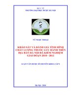 Khảo sát và đánh giá tình hình chất lượng thuốc lưu hành trên địa bàn hà nội đã kiểm nghiệm giai đoạn 2010 2012