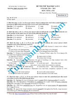 Đề thi thử THPT Quốc Gia môn Tiếng Anh Nguyễn Trãi năm 2015