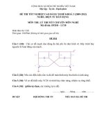 Đề thi tốt nghiệp cao đẳng nghề phần lý thuyết ngành điện tử dân dụng đề số  (30)