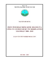 Phân tích hoạt động kinh doanh của công ty cổ phần dược trung ương mediplantex giai đoạn 2008   2010