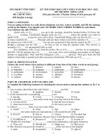 Đề thi tiếng anh lớp 9 học sinh giỏi sưu tầm tham khảo các huyện (13)