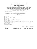 ĐỀ thi tốt nghiệp cao đẳng nghề ngành kỹ thuật máy lạnh và điều hòa không khí phần lý thuyết mã  (11)