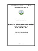 Nghiên cứu nồng độ NT proBNP trên bệnh nhân suy thận mạn tại bệnh viện bạch mai