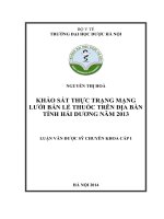 Khảo sát thực trạng mạng lưới bán lẻ thuốc trên địa bàn tỉnh hải dương năm 2013